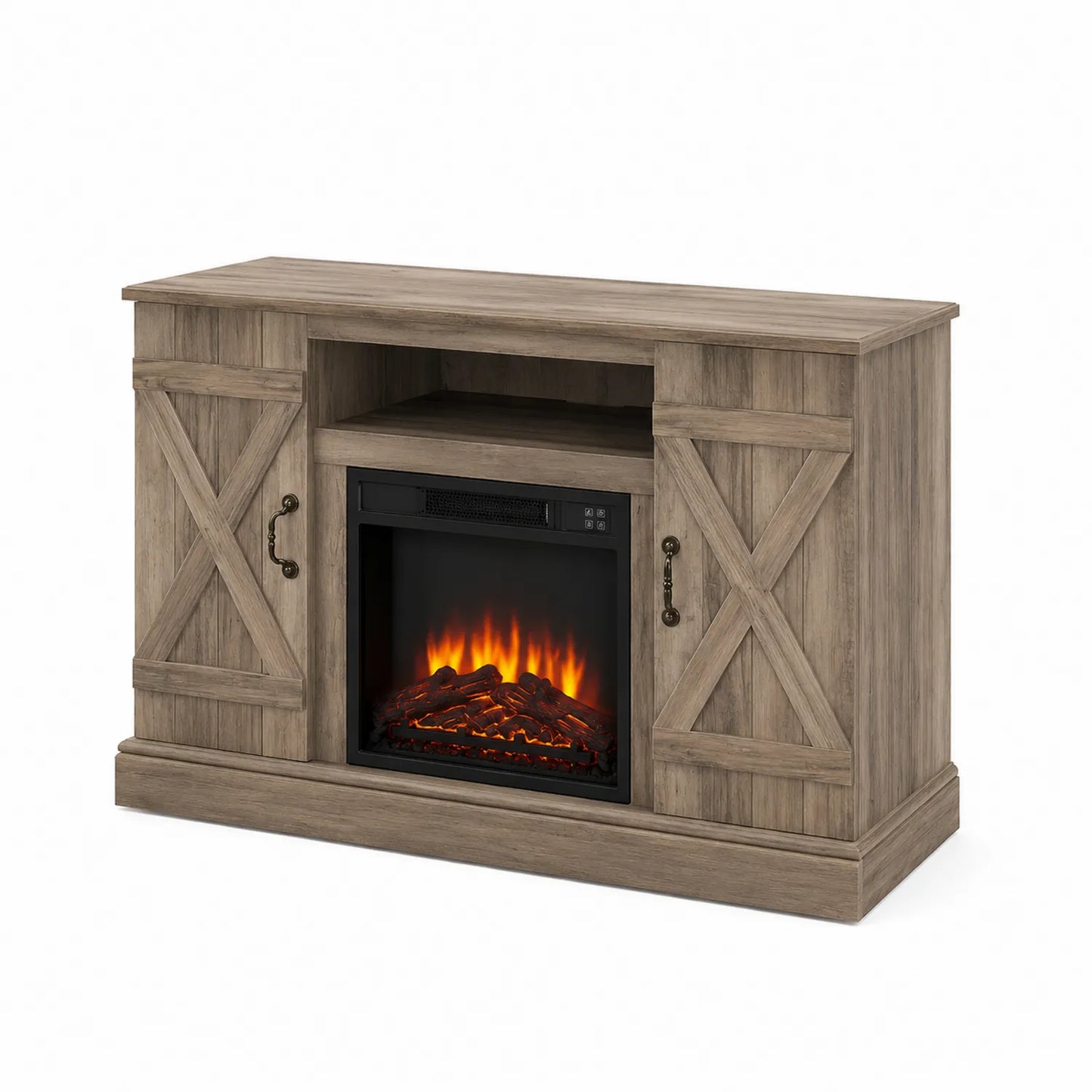 Mobile TV in Legno con Camino Elettrico 140x40x90 cm Rovere