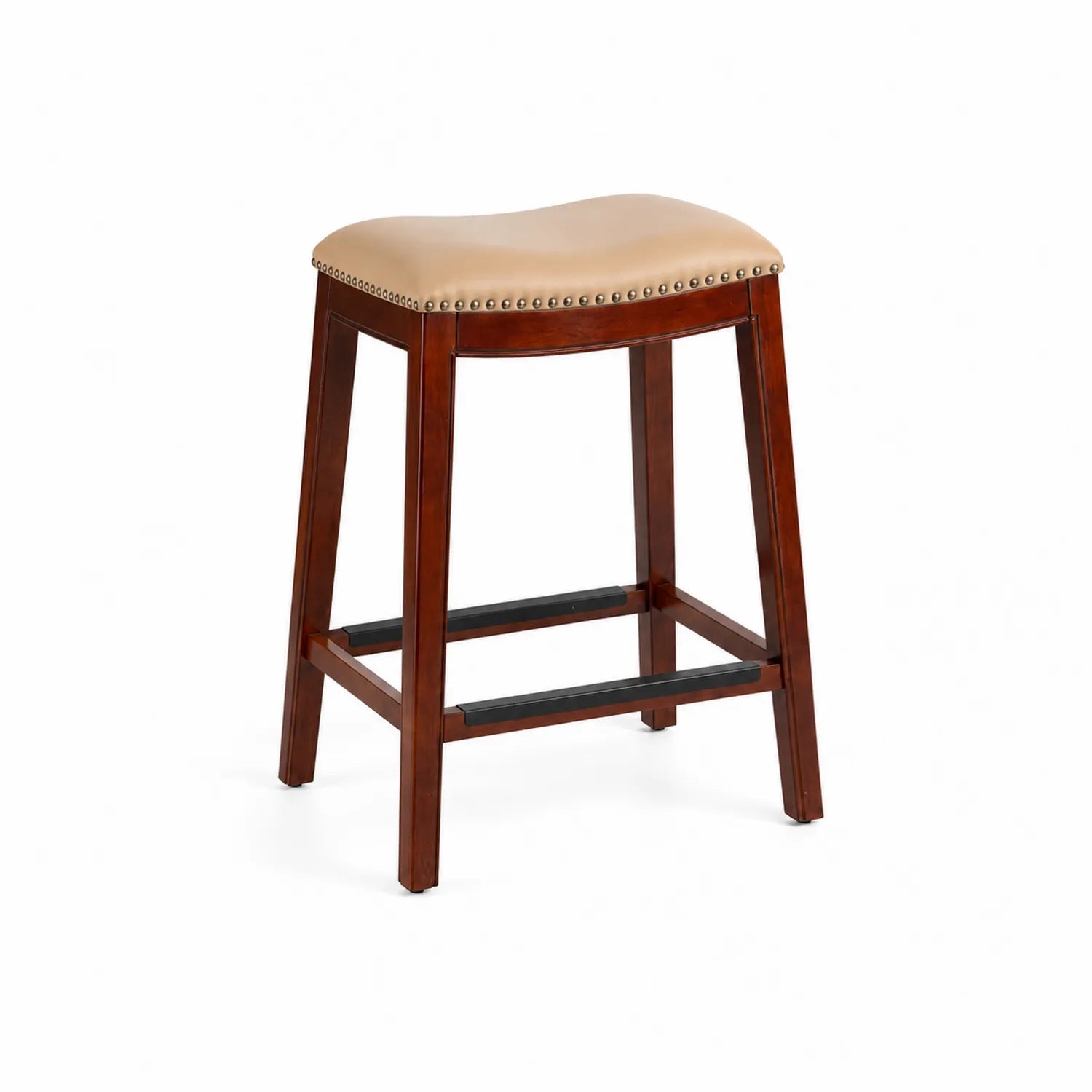 Sgabello da bar in legno e ecopelle Beige 75cm