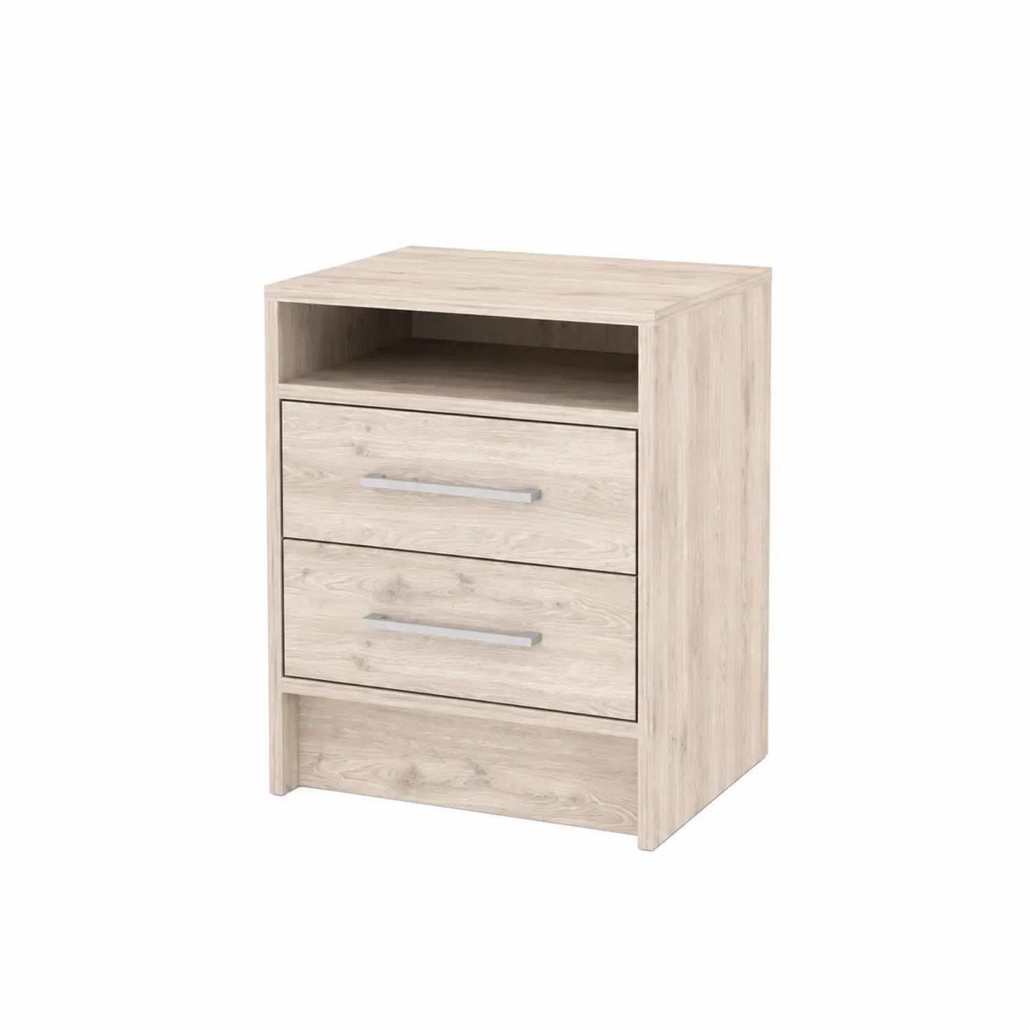Comodino con 2 cassetti e 1 ripiano in legno laminato 45x35x60 cm