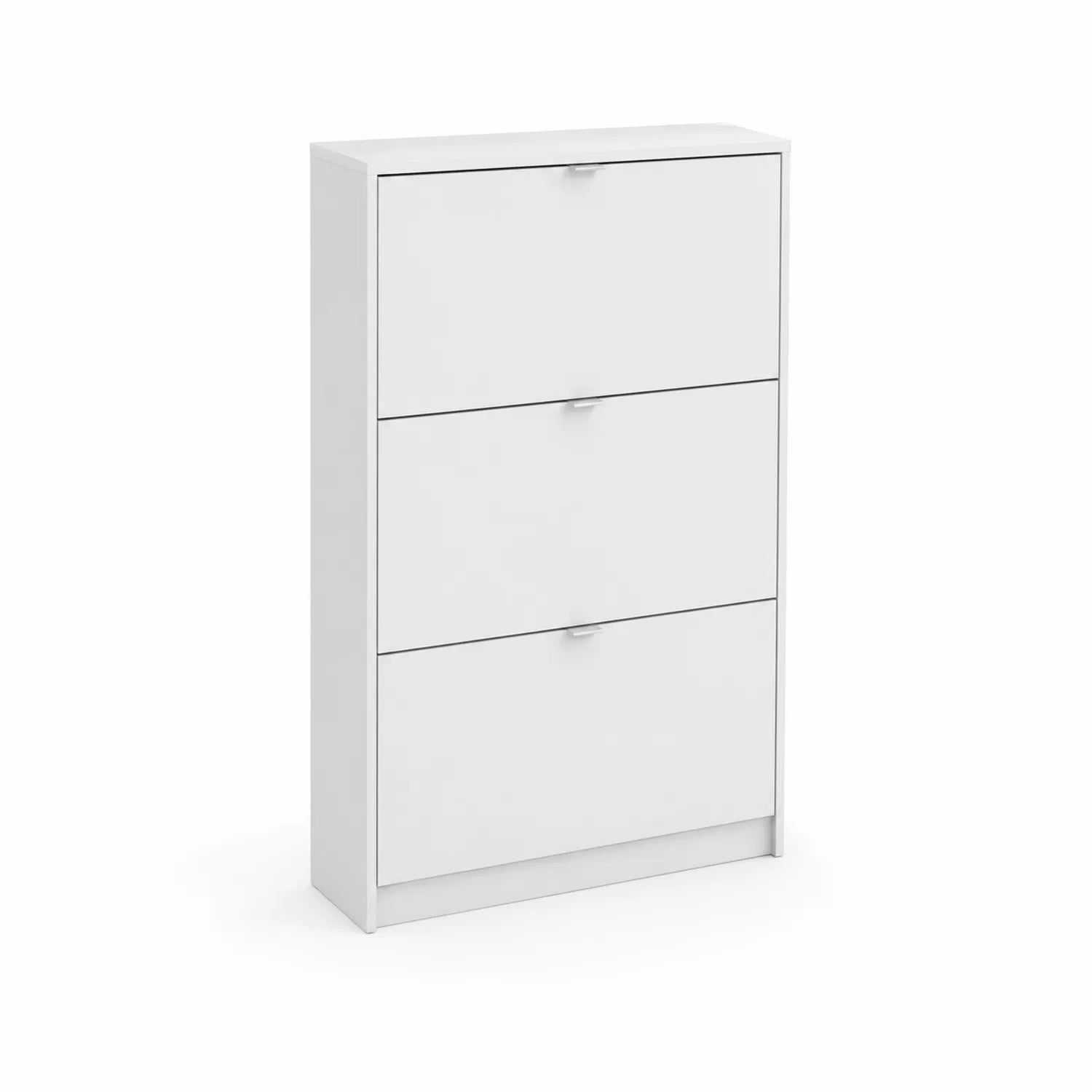 Scarpiera a tre ripiani in legno MDF bianco