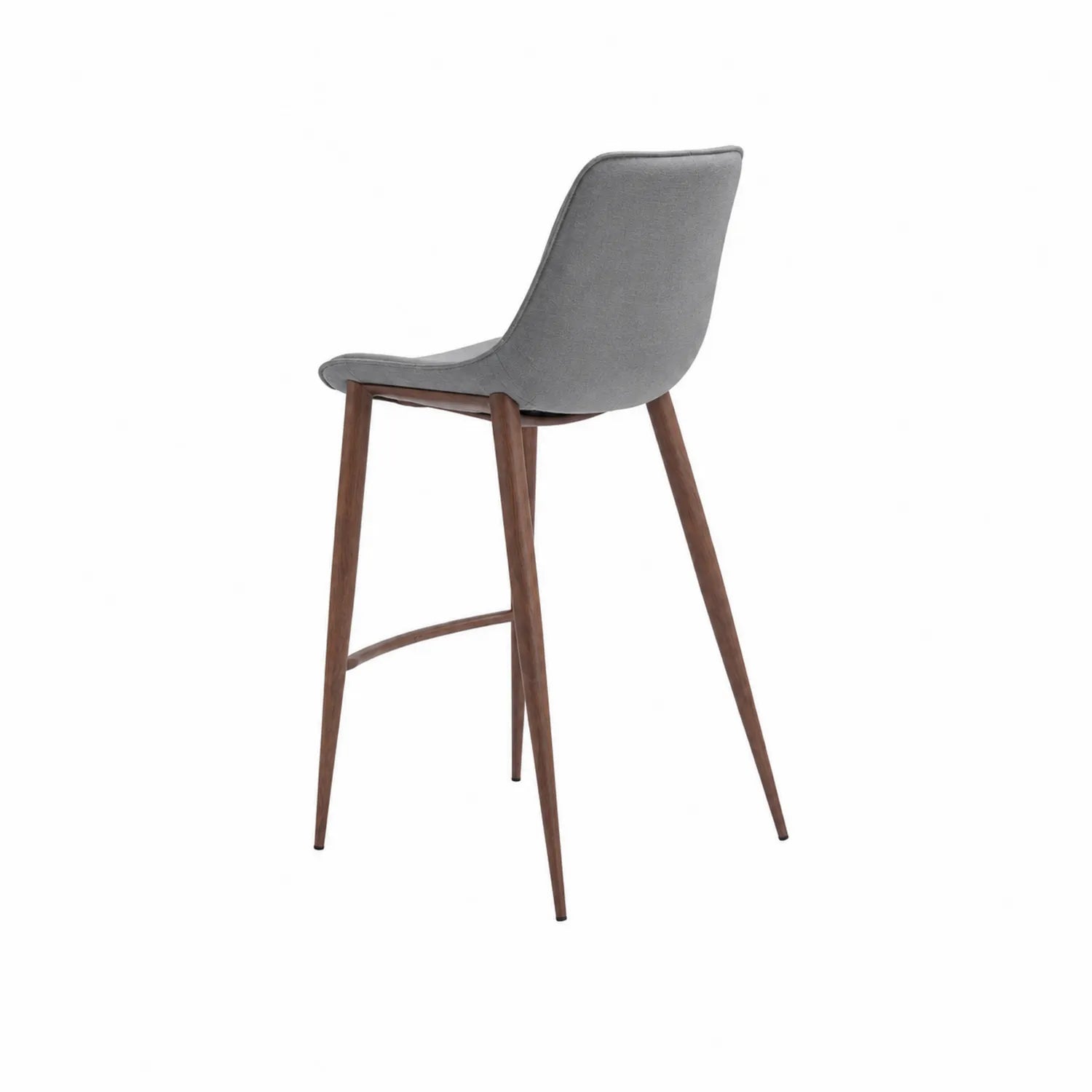 Sgabello in tessuto grigio con gambe in legno