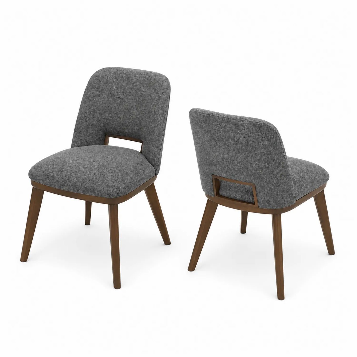 Set di 2 sedie da pranzo in legno e tessuto grigio