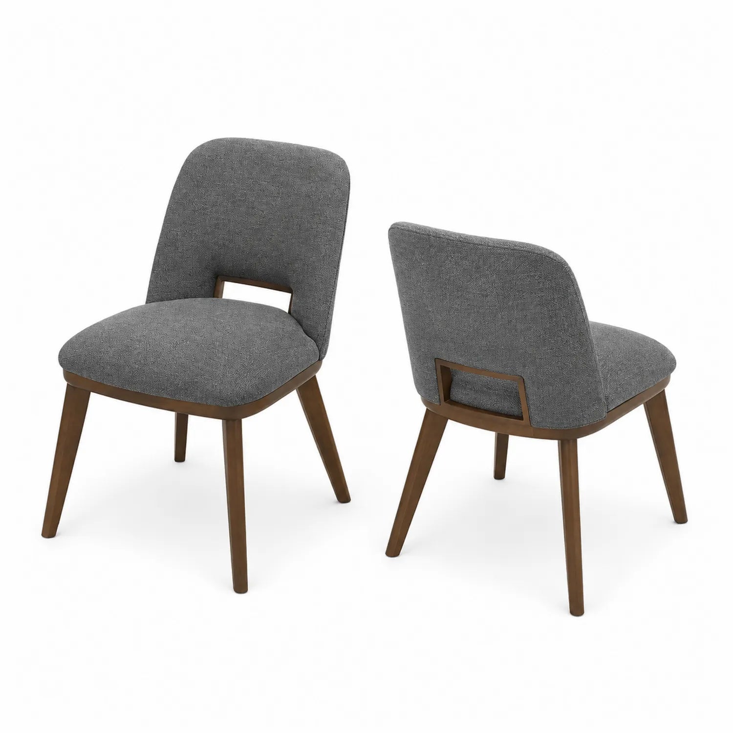 Set di 2 sedie da pranzo in legno e tessuto grigio