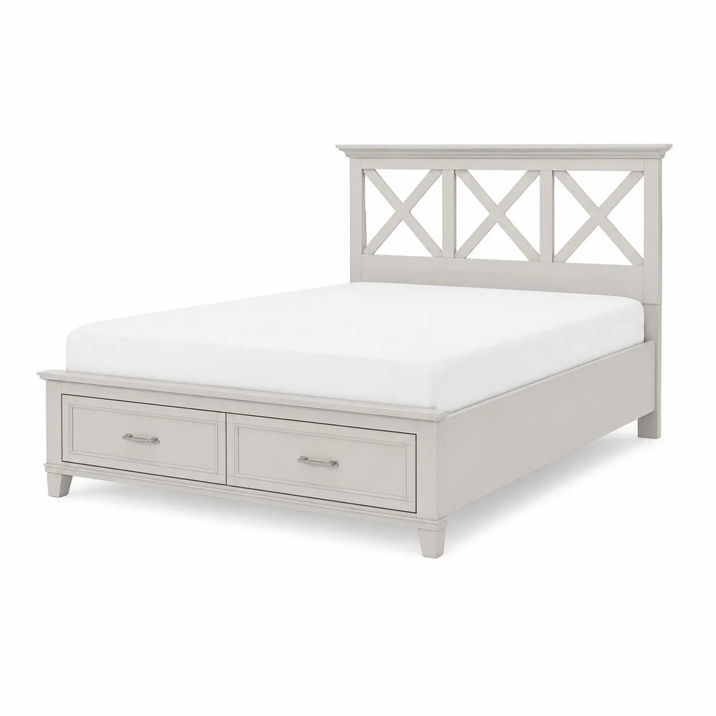 Letto Matrimoniale in Legno con Cassetti Bianco 200x160cm