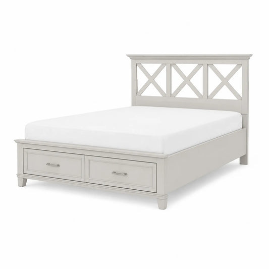 Letto Matrimoniale in Legno con Cassetti Bianco 200x160cm