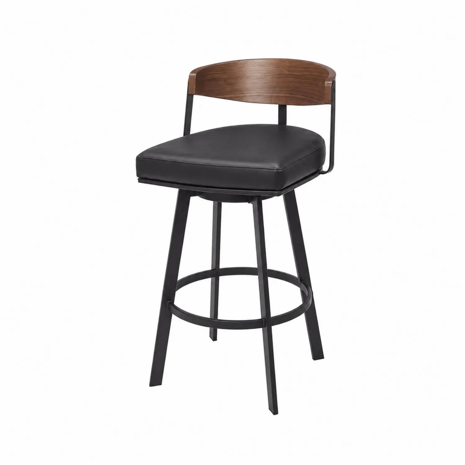Sgabello da Bar Girevole in Legno e Metallo Nero