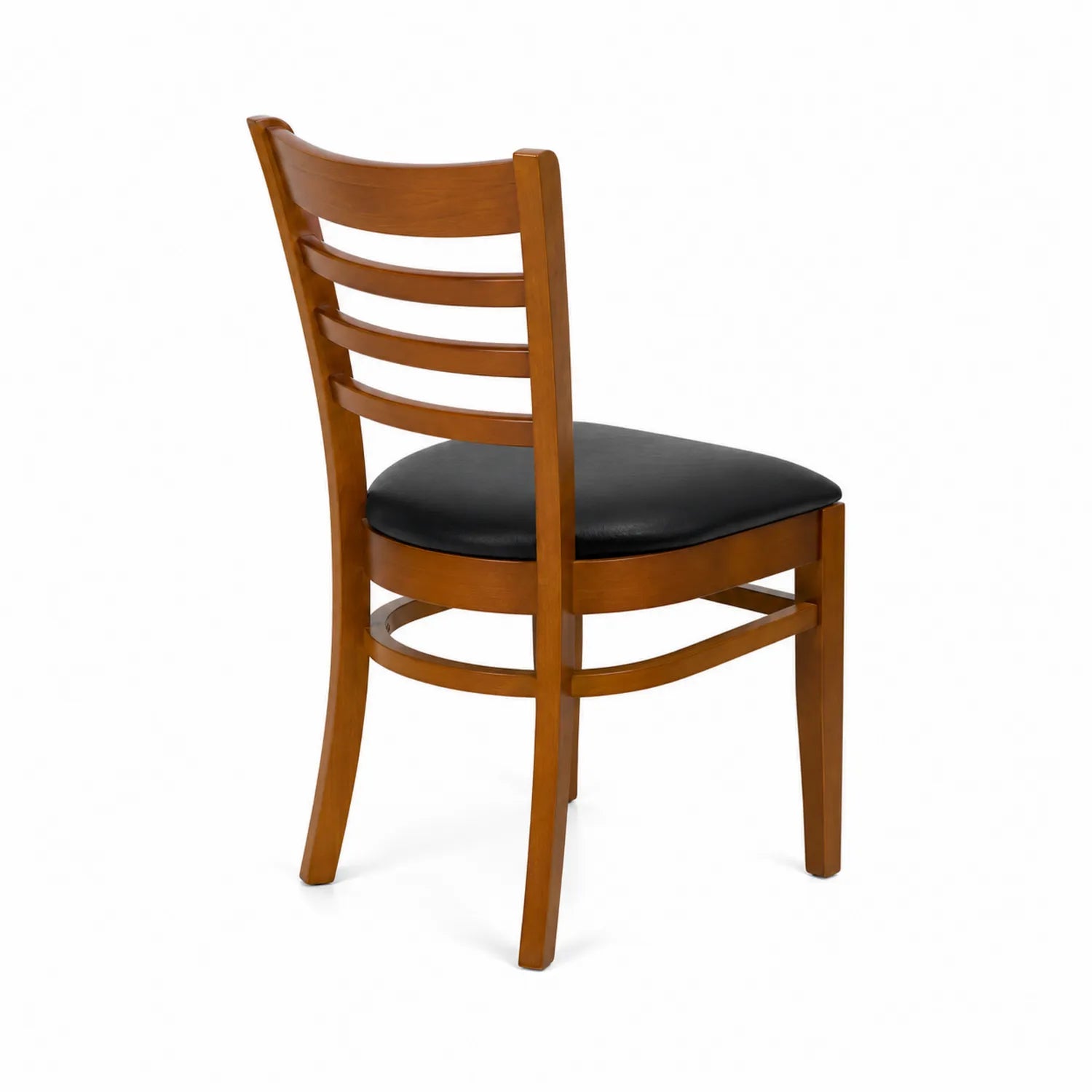 Sedia in legno massello con seduta in pelle sintetica nera