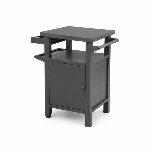 Carrello da Cucina in MDF Grigio con Ruote