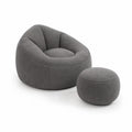 Set Poltrona e Pouf in Tessuto Grigio