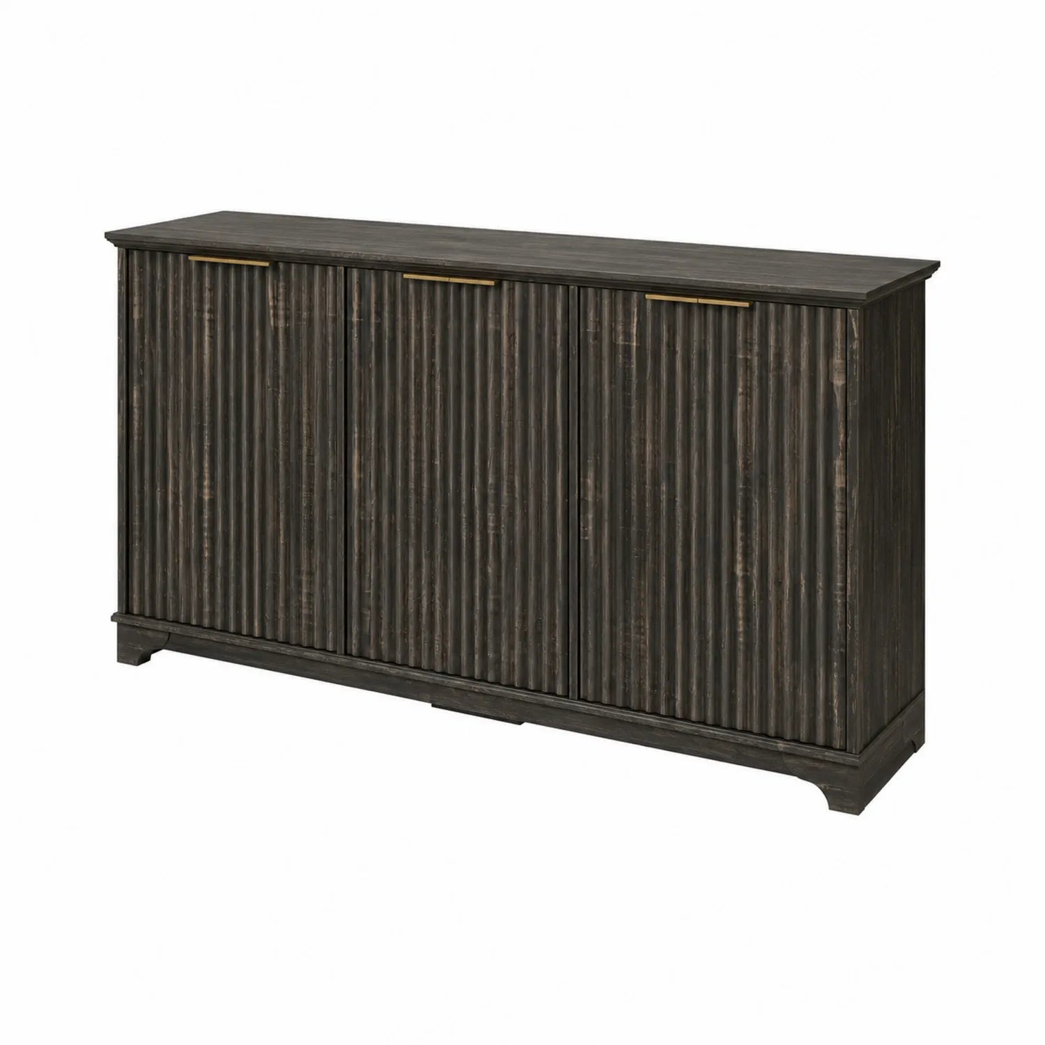 Credenza in Legno Massello Nero con 3 Ante