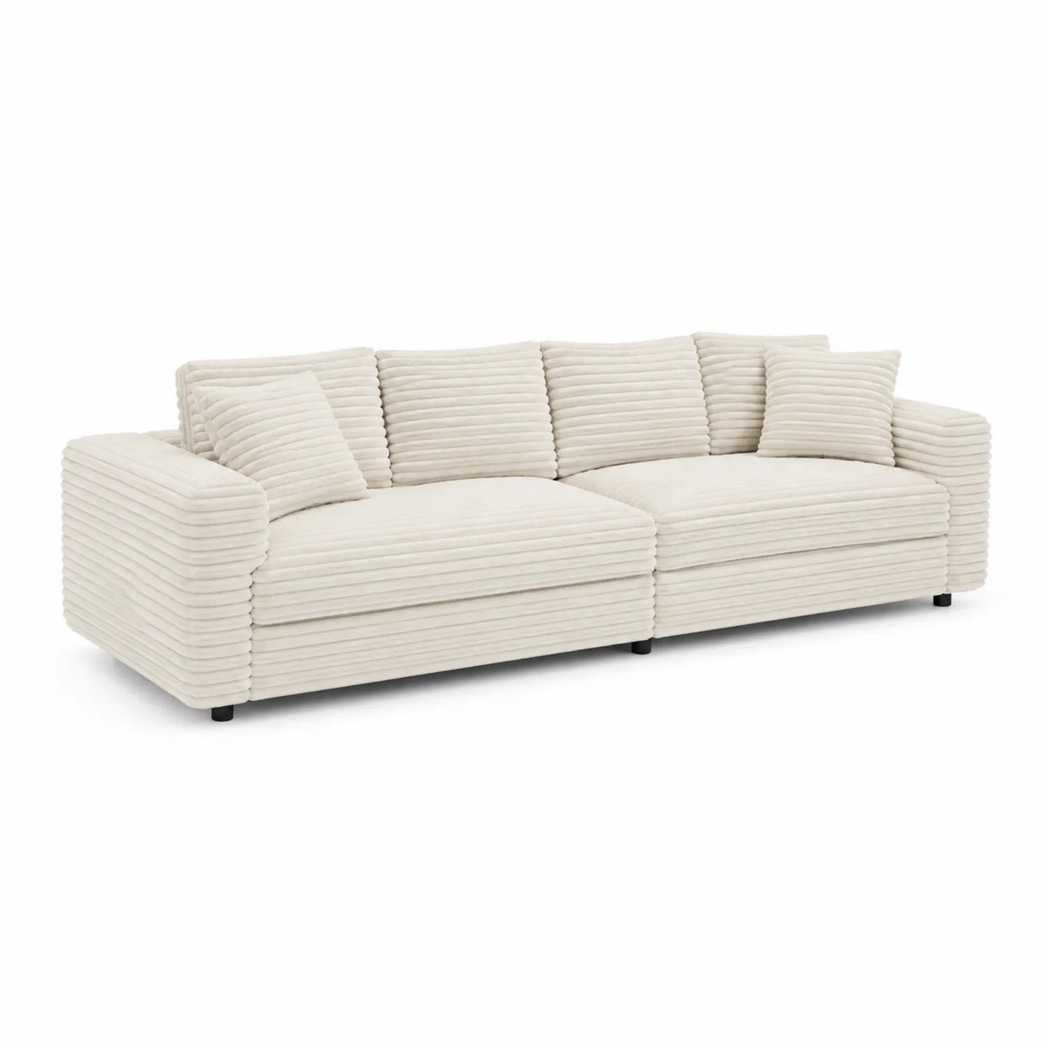 Divano modulare a 3 posti in tessuto a coste beige