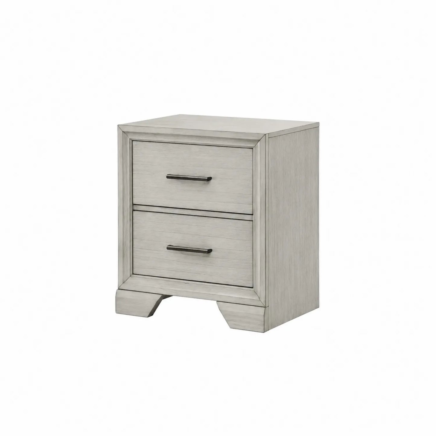 Comodino in Legno con 2 Cassetti Color Cenere