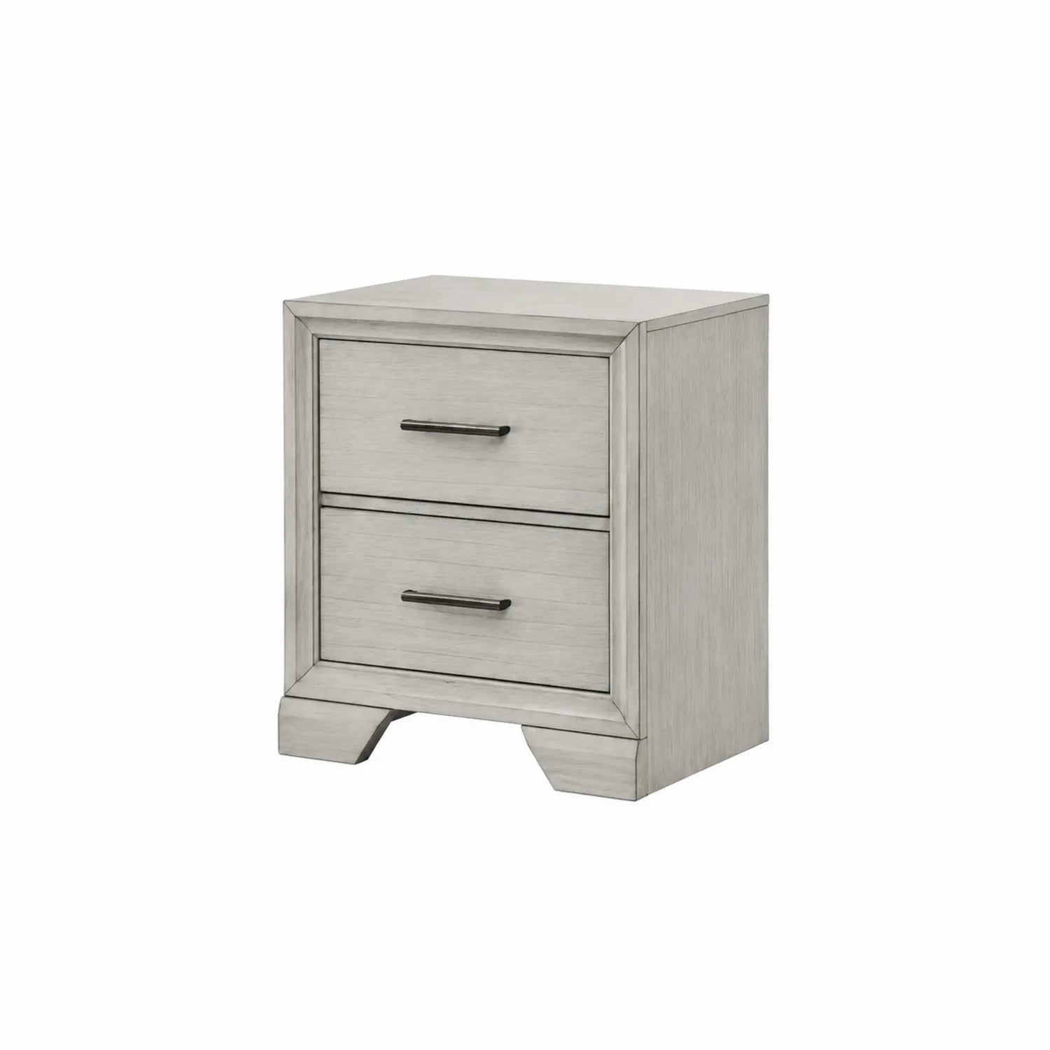 Comodino in Legno con 2 Cassetti Color Cenere