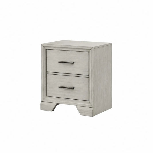 Comodino in Legno con 2 Cassetti Color Cenere