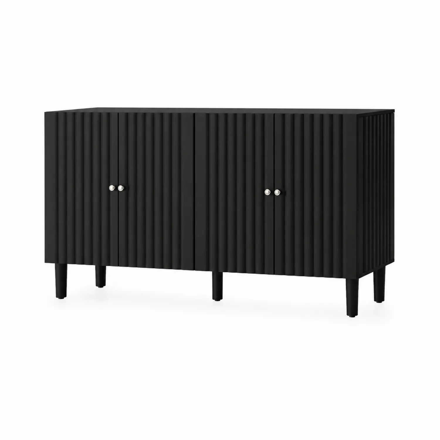 Credenza nera a 4 ante in legno MDF 120x40x85 cm
