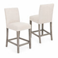 Set di 2 Sgabelli da Bar in Legno e Lino Beige
