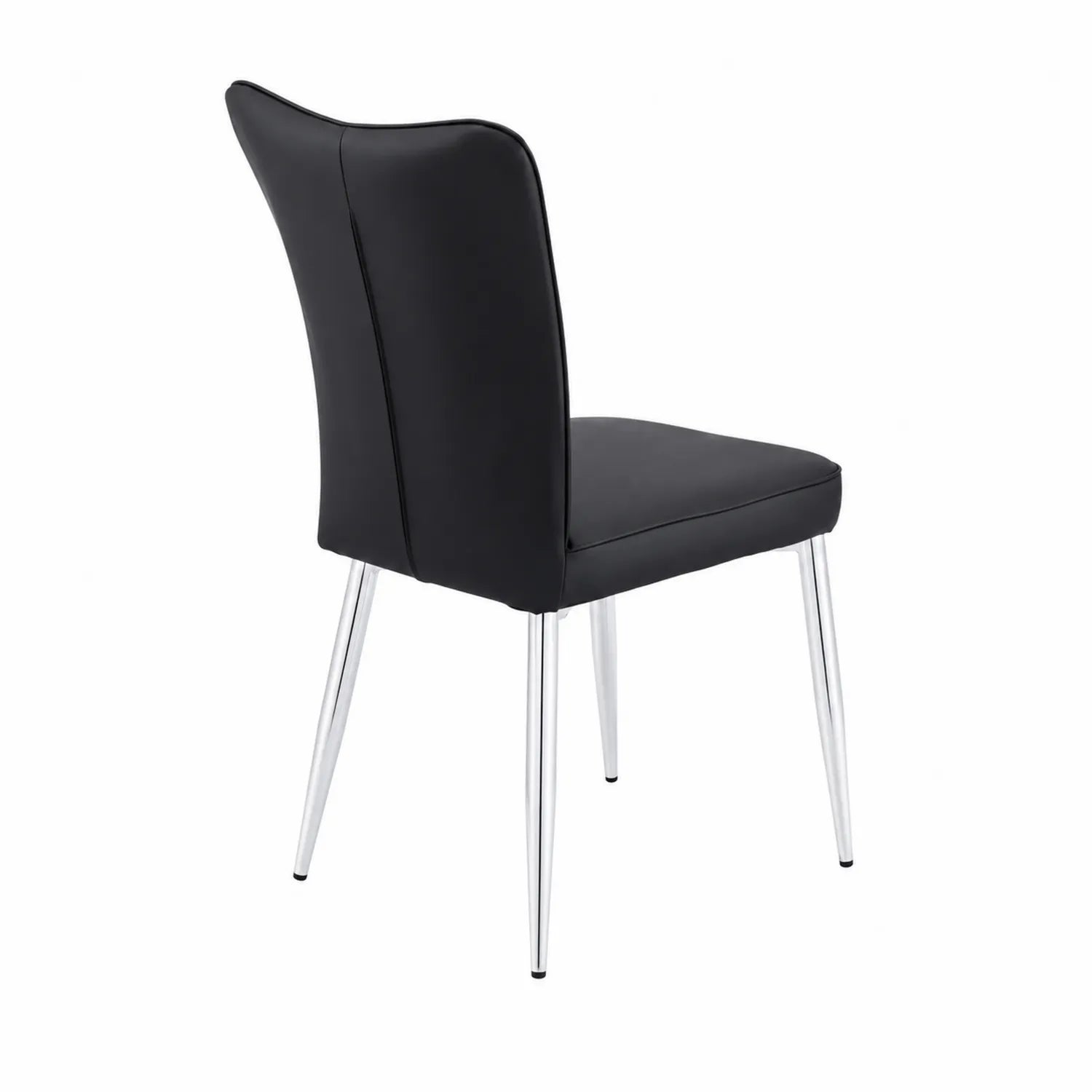 Sedia da Pranzo in Similpelle Nera con Gambe Cromate