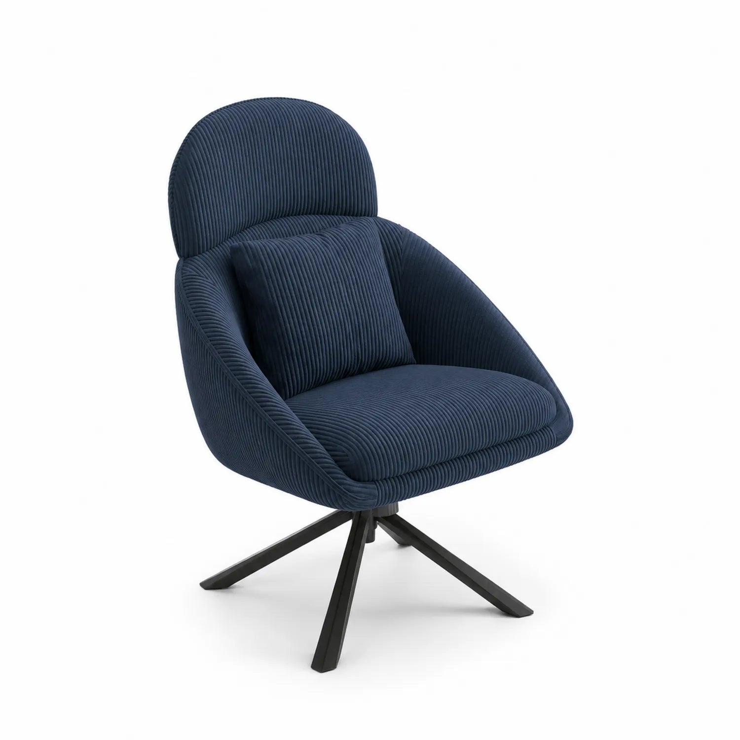 Poltrona girevole in tessuto e metallo Blu