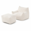 Set poltrona e pouf in velluto beige