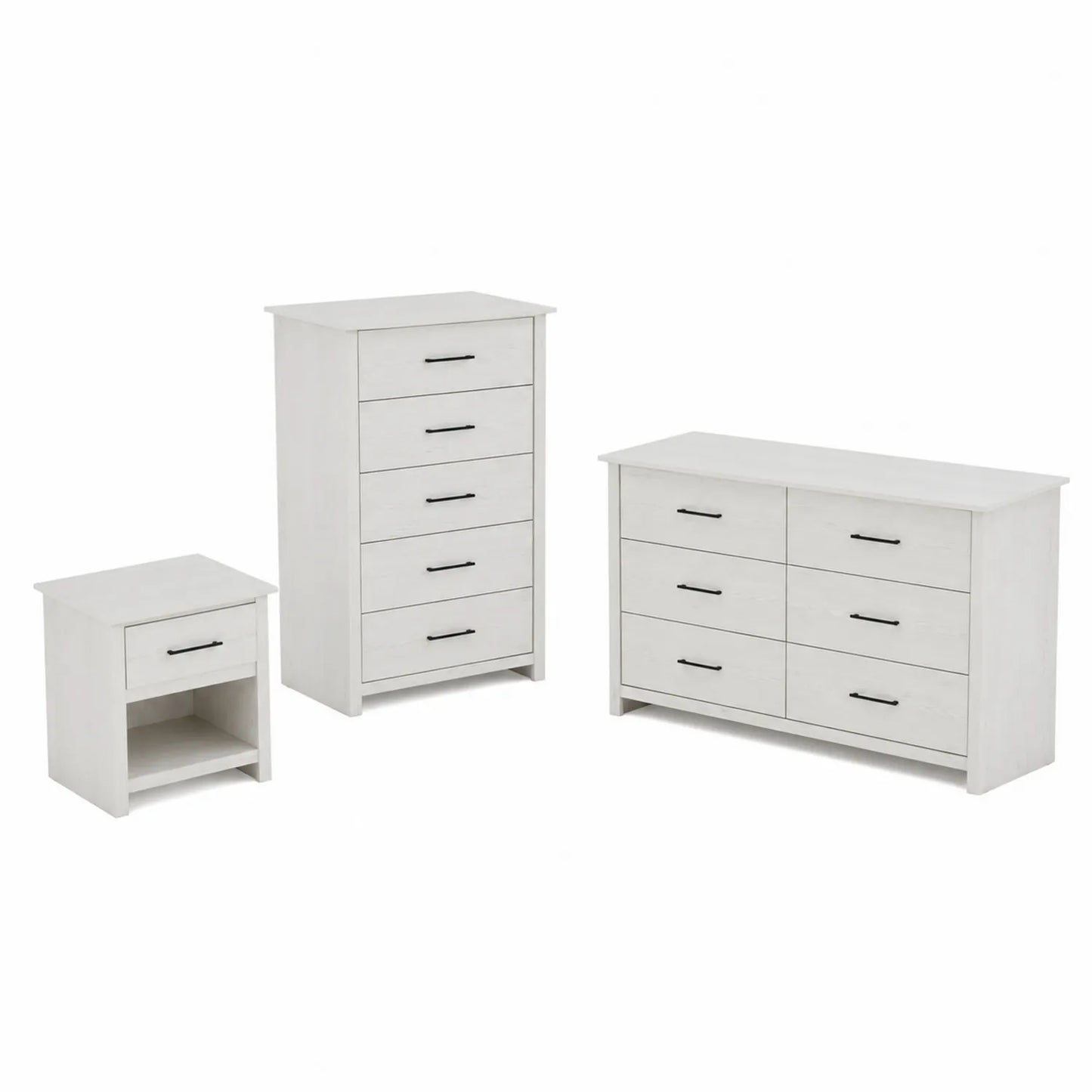 Set 3 pezzi camera da letto in legno bianco
