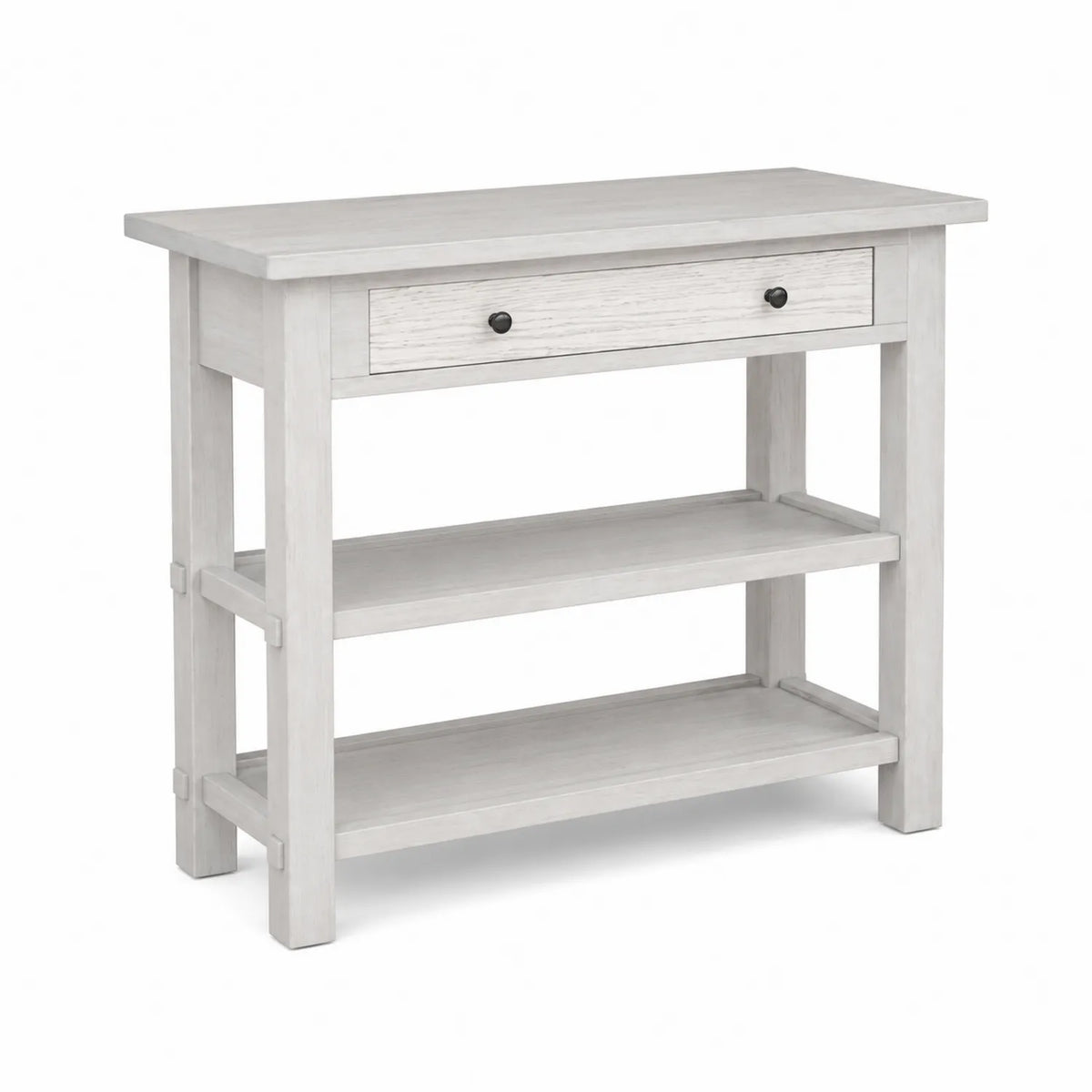 Consolle in Legno con Ripiani e Cassetto Bianco