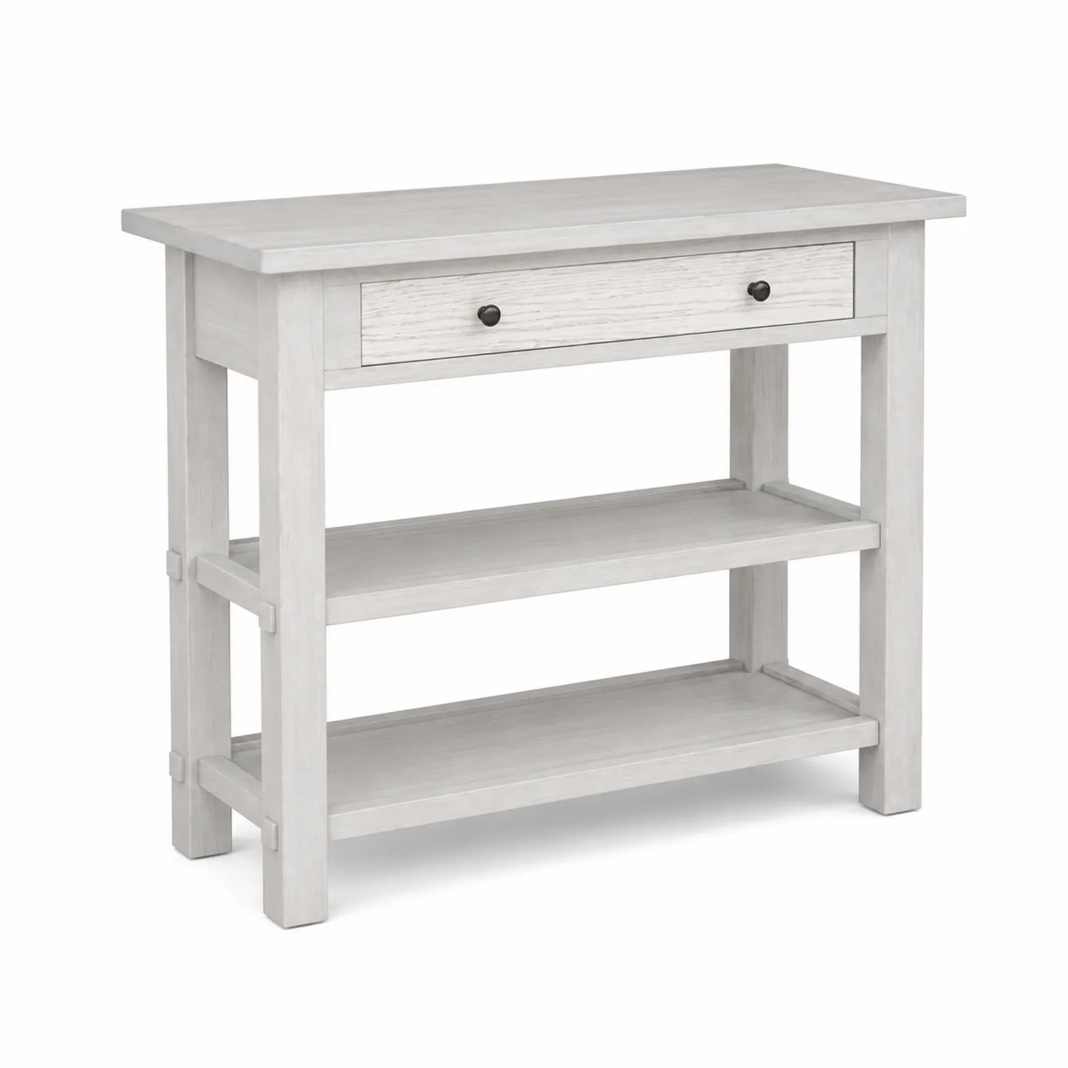 Consolle in Legno con Ripiani e Cassetto Bianco