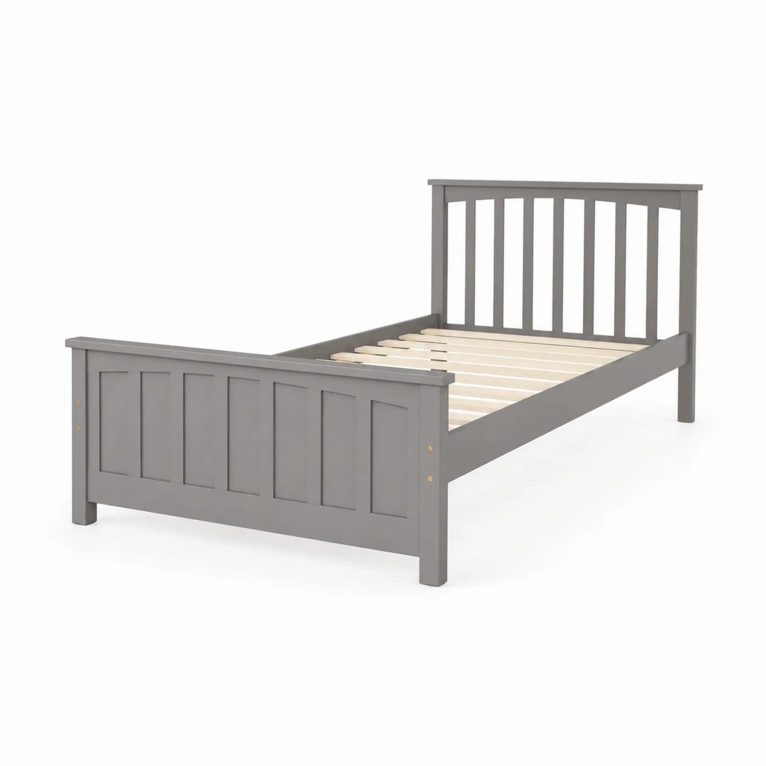 Letto Singolo in Legno di Pino Grigio 200x90 cm