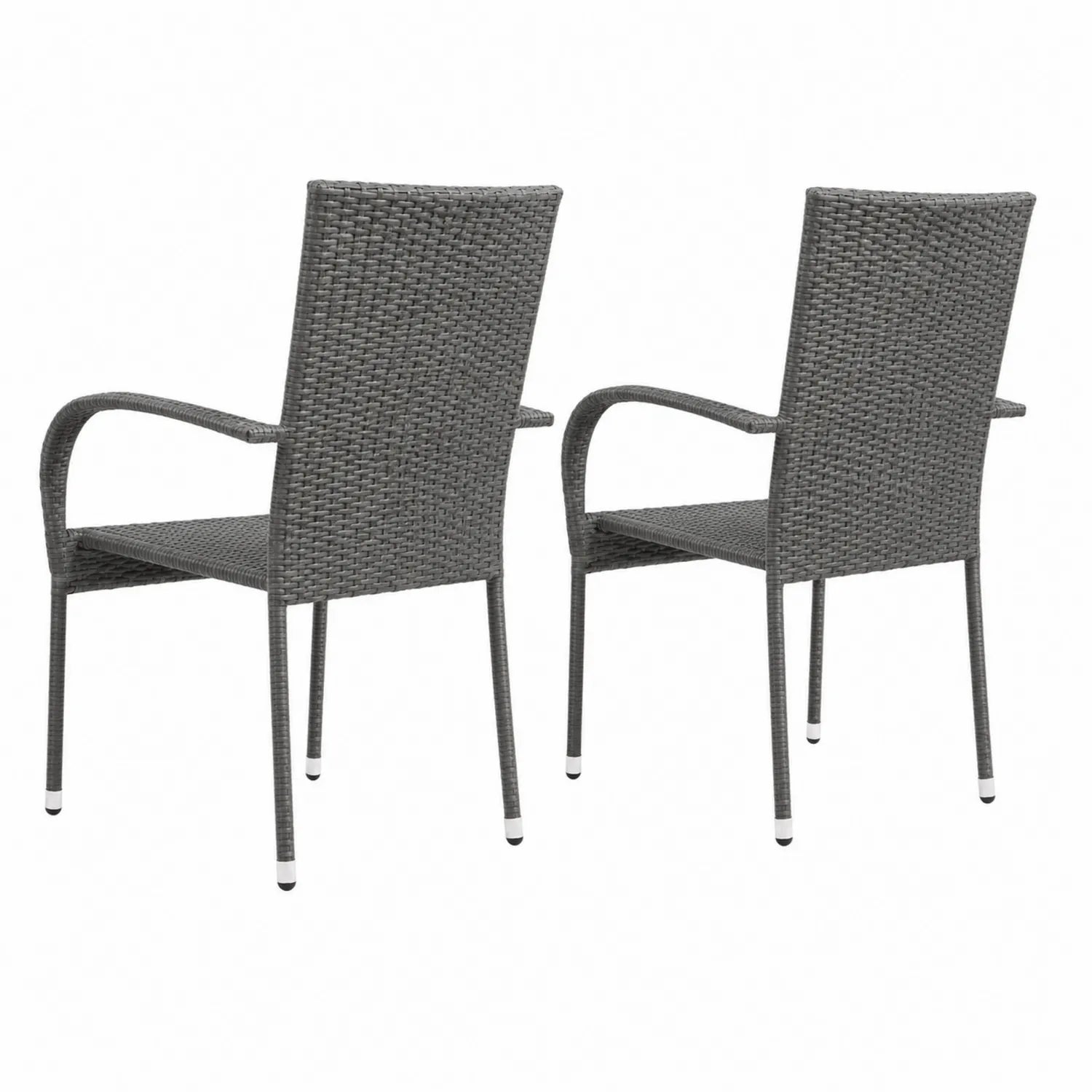 Set di 2 Sedie da Esterno in Rattan Sintetico Grigio