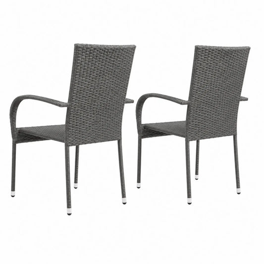 Set di 2 Sedie da Esterno in Rattan Sintetico Grigio