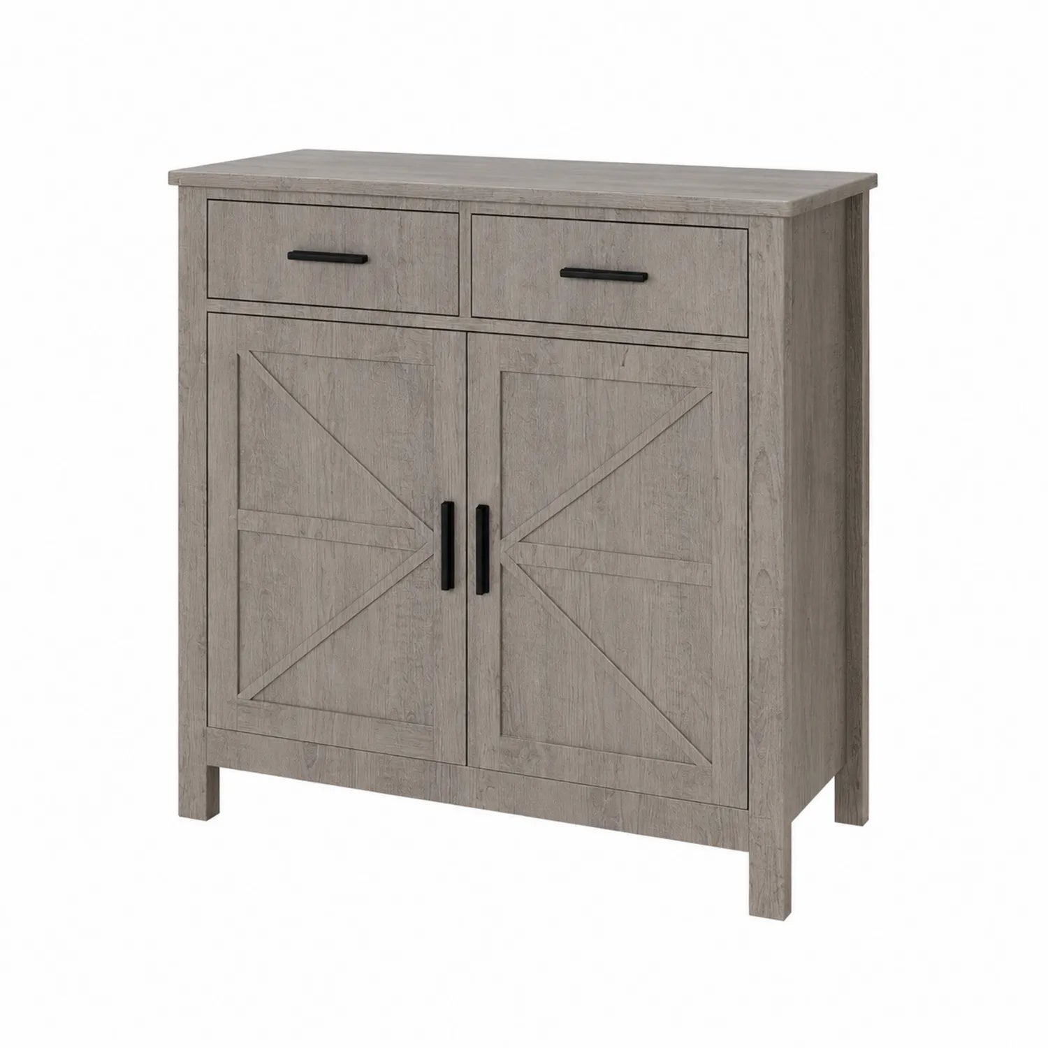 Credenza in legno MDF con 2 ante e 2 cassetti grigio 110x40x90 cm