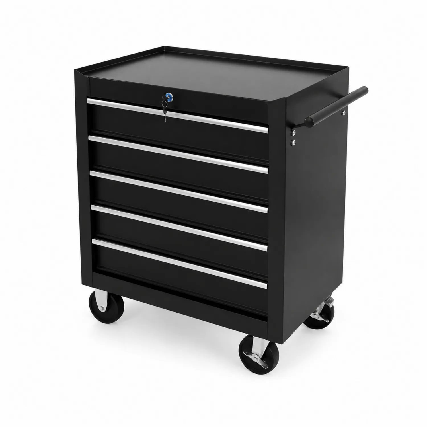 Carrello da lavoro con cassetti in metallo nero