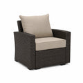Poltrona da Esterno in Rattan con Cuscini Poliestere Marrone Beige