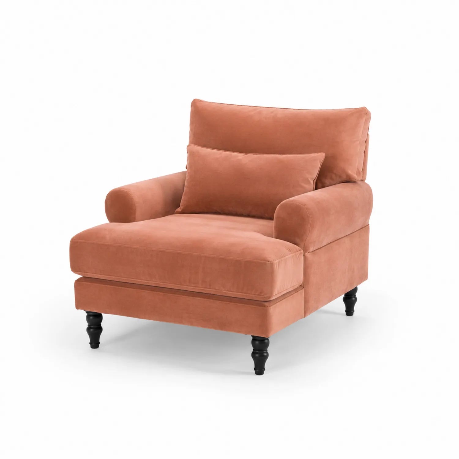 Poltrona in Velluto Arancione con Gambe in Legno