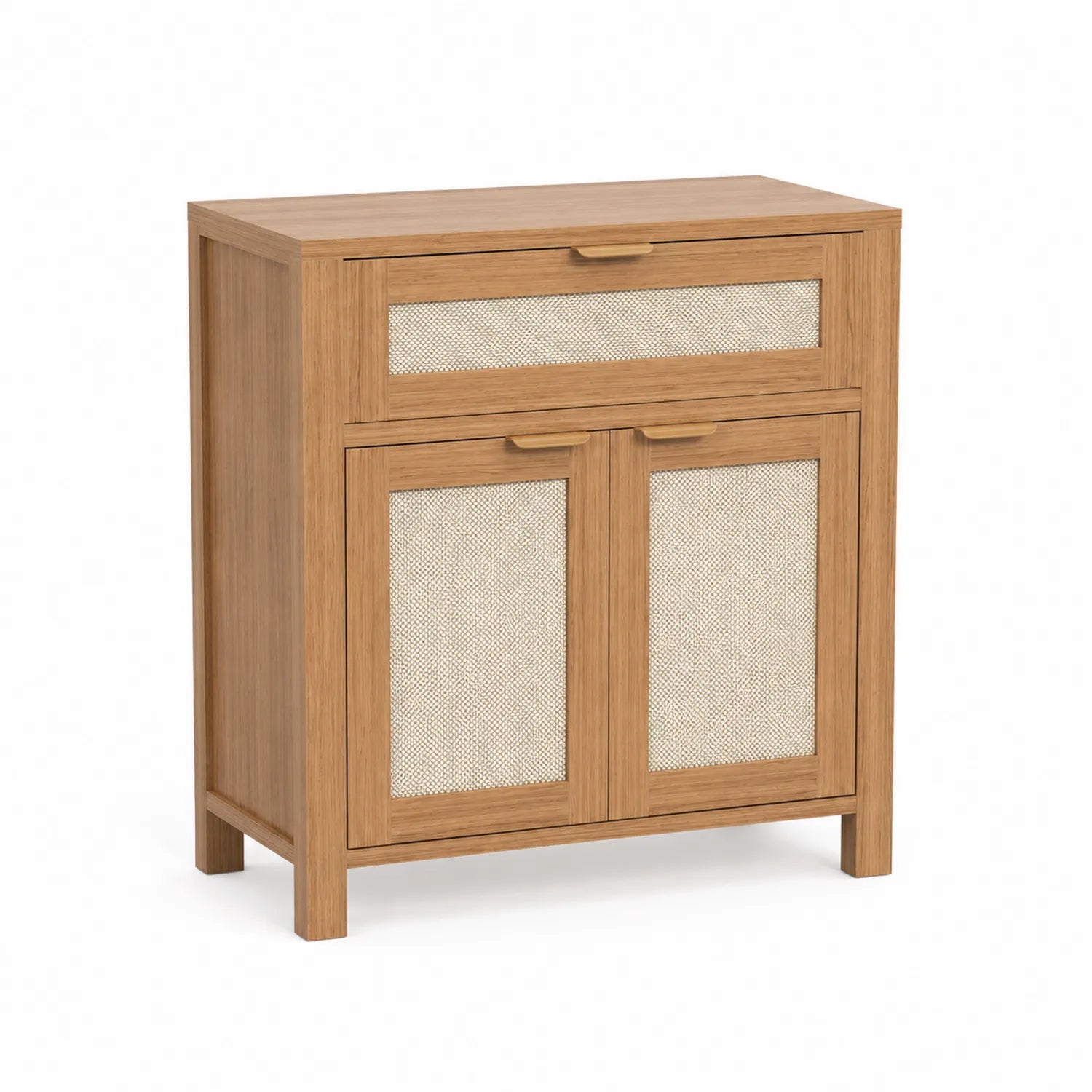 Credenza in legno e fibra naturale intrecciata 80x40x90 cm