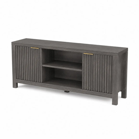 Mobile TV in MDF grigio con 2 ante e mensole interne
