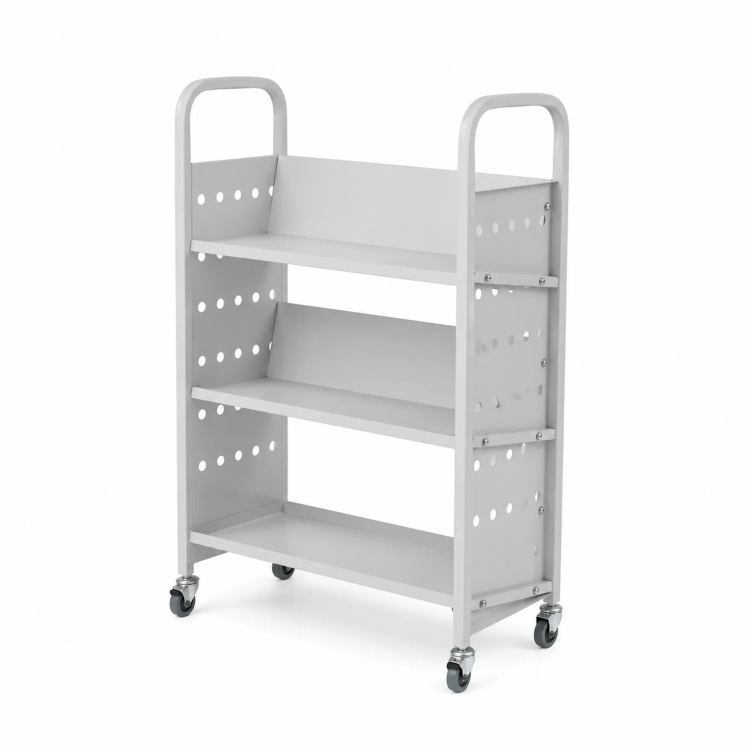 Carrello portaoggetti in metallo grigio con ruote