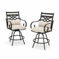 Sedie Girevoli da Esterno in Metallo con Cuscini in Tessuto Beige