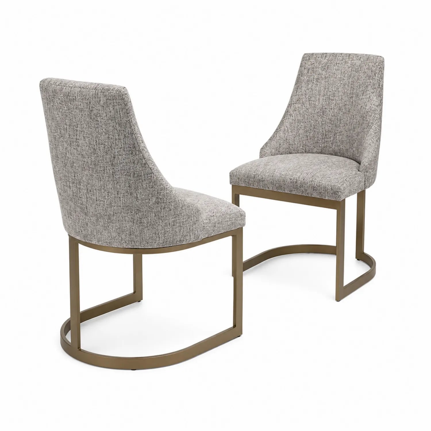 Set di 2 Sedie in Tessuto Grigio con Struttura in Metallo