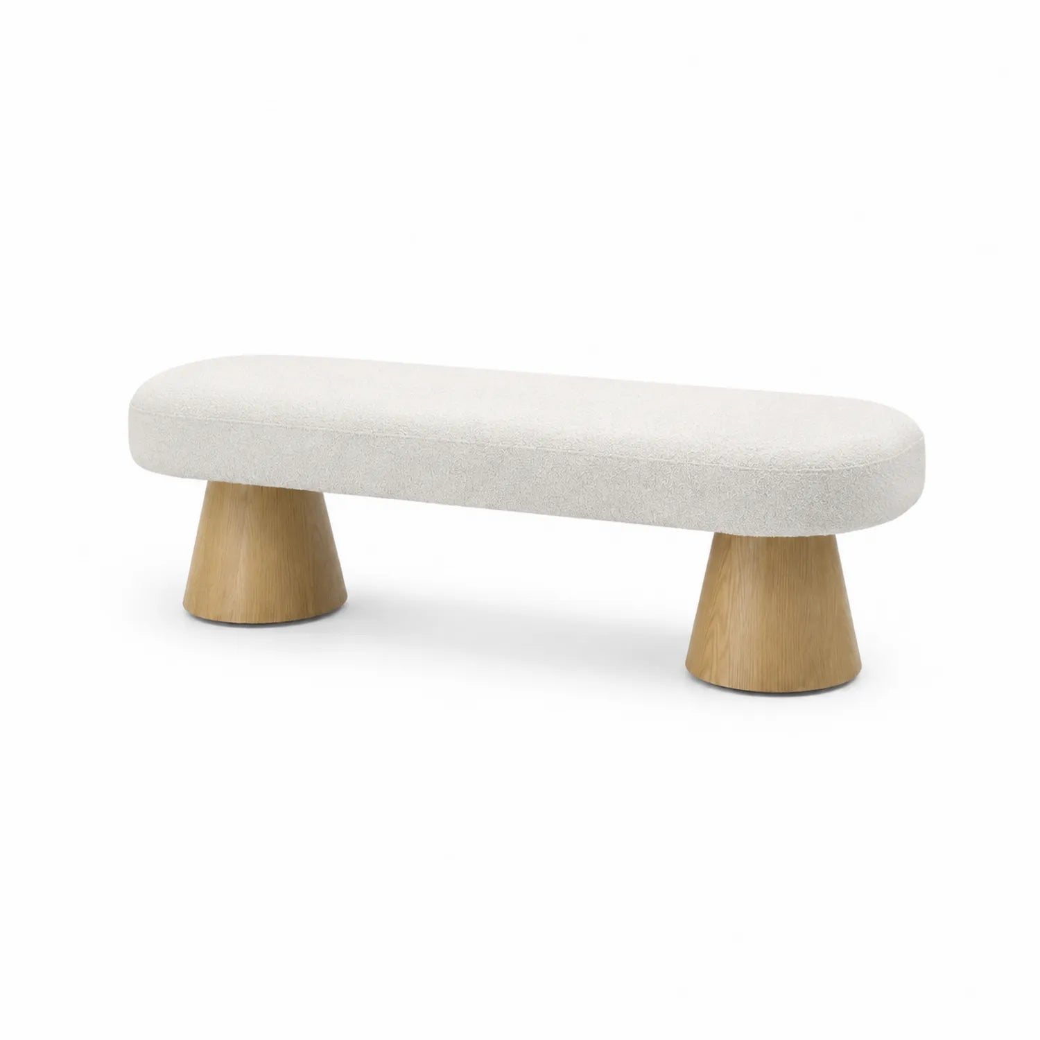 Panca in Legno e Tessuto Beige 160x40x45 cm