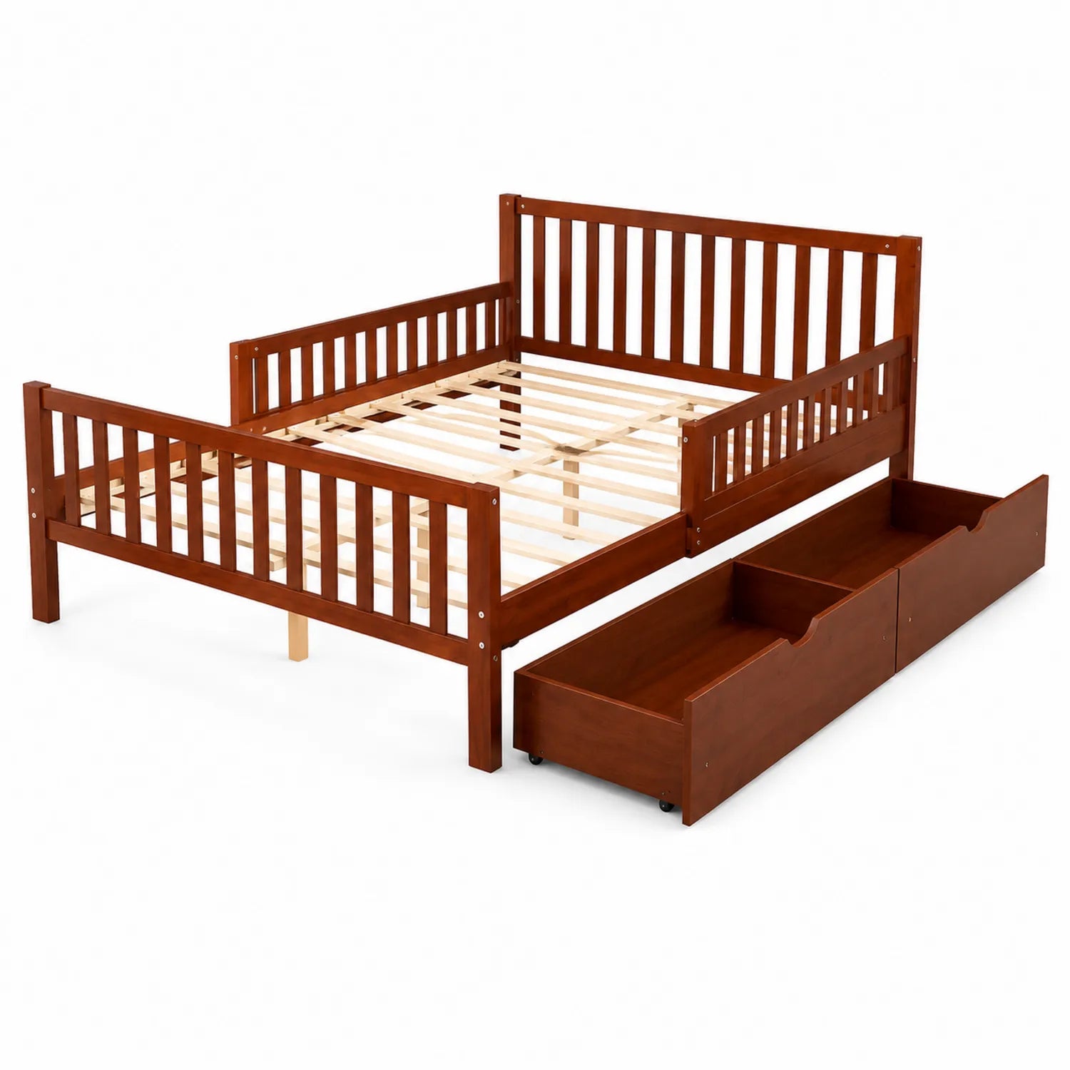 Letto in Legno di Pino con Cassetti Scorrevoli